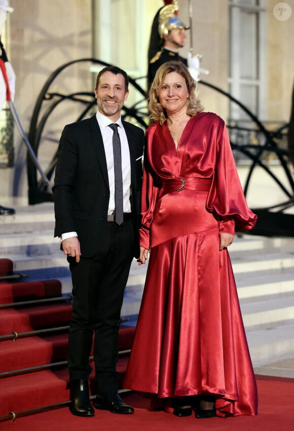 Yaël Braun-Pivet, Présidente de l'Assemblée Nationale et son mari Vianney Pivet arrivant au dîner d'état au palais de l'Elysée à Paris en l'honneur de la visite du roi et de la reine de Belgique en France le 14 octobre 2024. © Dominique Jacovides / Bestimage