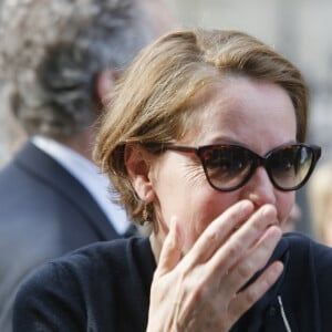 Cendrine Dominguez - Obsèques de Patrice Dominguez en la Basilique Sainte-Clotilde à Paris le 15 avril.