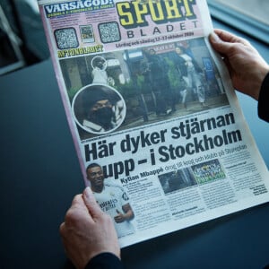 La une du quotidien suèdois Aftonbladet après la visite de Kylian Mbappé à Stockholm le 16 octobre 2024. Plusieurs médias suédois assurent que Kylian Mbappé est visé par une enquête pour viol et agression sexuelle dans un hôtel de Stockholm.