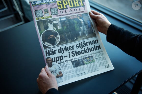 La une du quotidien suèdois Aftonbladet après la visite de Kylian Mbappé à Stockholm le 16 octobre 2024. Plusieurs médias suédois assurent que Kylian Mbappé est visé par une enquête pour viol et agression sexuelle dans un hôtel de Stockholm.