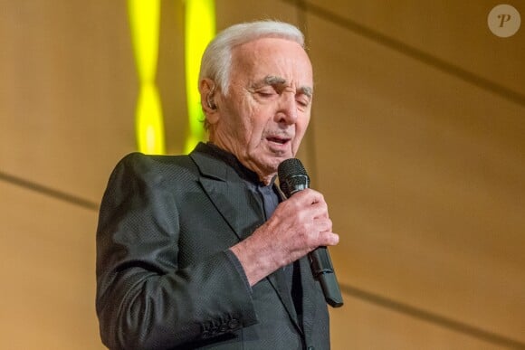 Charles Aznavour en concert à l'Office des Nations Unies à Genève. Le 13 mars 2018.