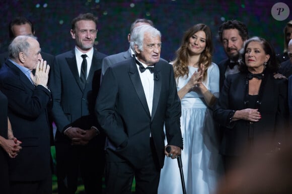 Claude Brasseur, Jean-Paul Rouve, Jean-Paul Belmondo (Smoking Dior, chaussures Carvil) , Alice Pol, Guillaume Gallienne , Françoise Fabian - 42ème cérémonie des César à la salle Pleyel à Paris le 24 février 2017. © Olivier Borde / Dominique Jacovides / Bestimage 