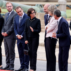 Sébastien Lecornu, Ministre des Armées, Rachida Dati Ministre de la Culture, Bruno Retailleau, Ministre de l'Intérieur - Cérémonie d'accueil officielle du Président de la République, Emmanuel Macron et de Brigitte Macron sur la place Mechouar à Rabat au Maroc le 28 octobre 2024. © Dominique Jacovides/Bestimage 