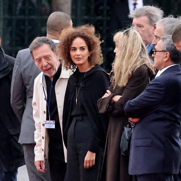 Leïla Slimani, Arielle Dombasle - Cérémonie d'accueil officielle du Président de la République, Emmanuel Macron et de Brigitte Macron sur la place Mechouar à Rabat au Maroc le 28 octobre 2024. © Dominique Jacovides/Bestimage 