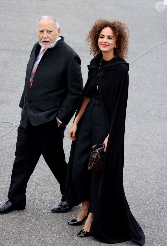 Tahar Ben Jelloun et Leïla Slimani - Cérémonie d'accueil officielle du Président de la République, Emmanuel Macron et de Brigitte Macron sur la place Mechouar à Rabat au Maroc le 28 octobre 2024. © Dominique Jacovides/Bestimage 