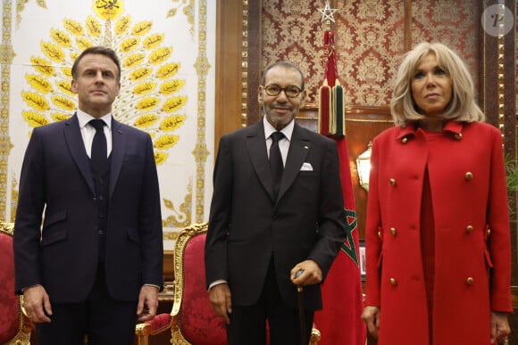 Le président de la République française Emmanuel Macron et le roi Mohammed VI lors de leur entretien au palais royal à Rabat, le 28 octobre 2024. © Ludovic Marin / Pool / Bestimage 