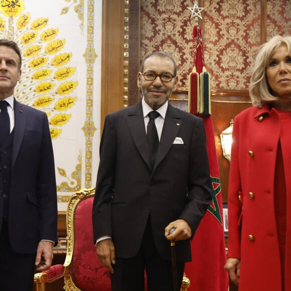 Le président de la République française Emmanuel Macron et le roi Mohammed VI lors de leur entretien au palais royal à Rabat, le 28 octobre 2024. © Ludovic Marin / Pool / Bestimage 