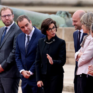 Sébastien Lecornu, Ministre des Armées, Rachida Dati Ministre de la Culture, Bruno Retailleau, Ministre de l'Intérieur - Cérémonie d'accueil officielle du Président de la République, Emmanuel Macron et de Brigitte Macron sur la place Mechouar à Rabat au Maroc le 28 octobre 2024. © Dominique Jacovides/Bestimage 