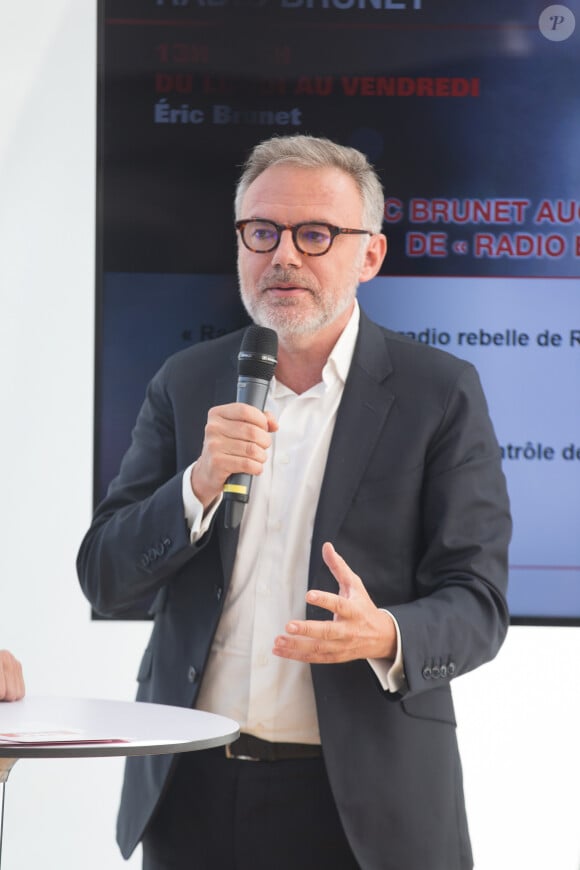 Eric Brunet - Conférence de presse de la rentrée de la station de radio RMC à la maison de l'Alsace sur les Champs-Elysées à Paris le 31 aout 2017.