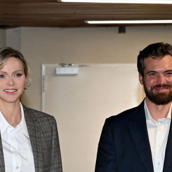 Exclusif -  La princesse Charlene de Monaco et Pierre Klaveren, le président de Special Olympics Monaco - La princesse Charlene de Monaco a présidé la cérémonie d'ouverture du meeting européen de natation " Princesse Charlène " organisé par Special Olympics Monaco au Centre Nautique Albert II à Monaco, le 26 octobre 2024.