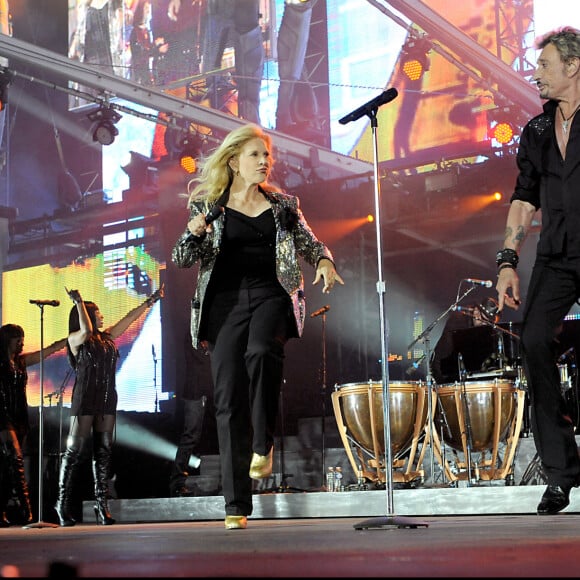 Exclusif - Sylvie Vartan - Concert de Johnny Hallyday, tournée "Tour 66" au Stade de France le 31 mai 2009.