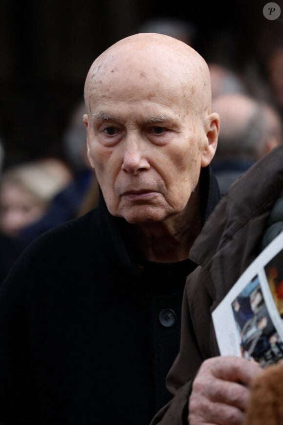 Gabriel Matzneff - Sorties des obsèques de Philippe Tesson en l'église Saint-Germain des-Prés à Paris le 10 février 2023. © Christophe Clovis / Bestimage 