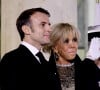 Selon l’astrologue, Brigitte Macron, Bélier ascendant Vierge et Emmanuel Macron, Sagittaire proche du Capricorne, forment un couple solide 
Le président Emmanuel Macron et sa femme Brigitte Macron lors de l'accueil par le couple présidentiel français du président du Kazakhstan au palais de l'Elysée à Paris pour un dîner d'état le 5 novembre 2024. © Dominique Jacovides / Bestimage 