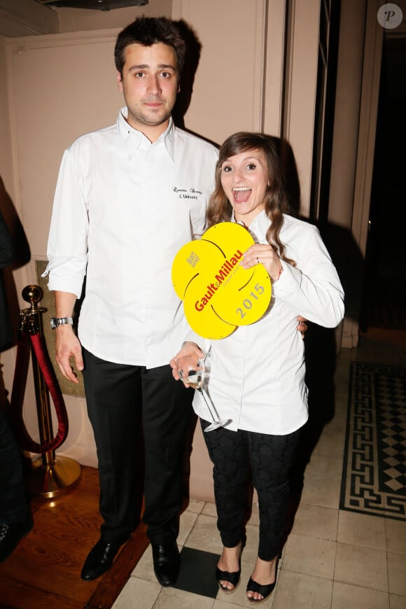 Une jeune cheffe très expérimentée au planning chargé qui parvient à mener de front sa vie de famille malgré tout.
Quentin Bourdy (Top Chef 2013) et Noémie Honiat (Top Chef 2012 et 2014) - Soirée de lancement du guide Gault et Millau 2015 au Trianon à Paris le 27 octobre 2014.