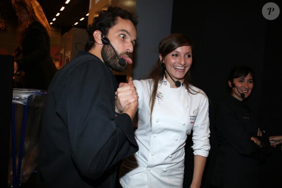 Yoni Saada, Noemie Honiat - Battle gourmande Top Chef-MasterChef au 19eme salon du chocolat 2013 a la Porte de Versailles a Paris le 29 octobre 2013.