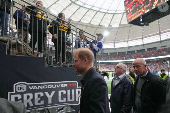 Prince Harry, duc de Sussex, lors du match opposant les Argonauts de Toronto et les Blue Bombers de Winnipeg dans le cadre de la Grey Cup à Vancouver, Canada. Le 17 novembre 2024. Photo by Darryl Dyck/CP/ABACAPRESS.COM