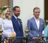 Marius Borg Høiby est le fils aîné de la princesse Mette Marit de Norvège
La princesse Mette Marit, le prince Haakon, Marius Borg Hoiby , la princesse Astrid, la reine Sonja - La famille royale de Norvège lors de la garden party du jubilé des 25 ans de règne du roi Harald de Norvège à Trondheim.