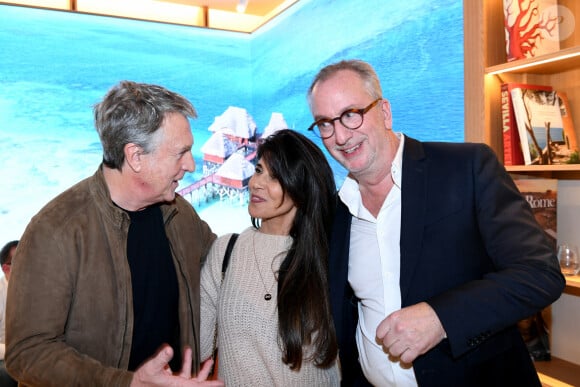 Exclusif - François Cluzet, Reem Kherici et Frédéric Savoyen, Pdg de Elux Groupe (Eluxtravel, Eluxfrance, Eluxevent) à l'inauguration du Flagship Eluxtravel, un nouveau salon de voyage design et lumineux à Paris le 14 novembre 2024. © Rachid Bellak / Bestimage