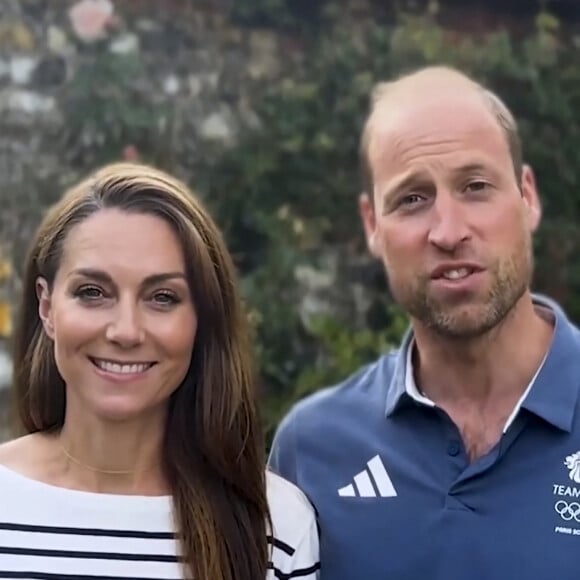 Le prince William, prince de Galles, avec une barbe de quelques jours et Catherine (Kate) Middleton, princesse de Galles félicitent les athlètes britanniques dans une vidéo, à l'issue les Jeux Olympiques de Paris2024 (JO). © Instagram / Prince and Princess of Wales via Bestimage