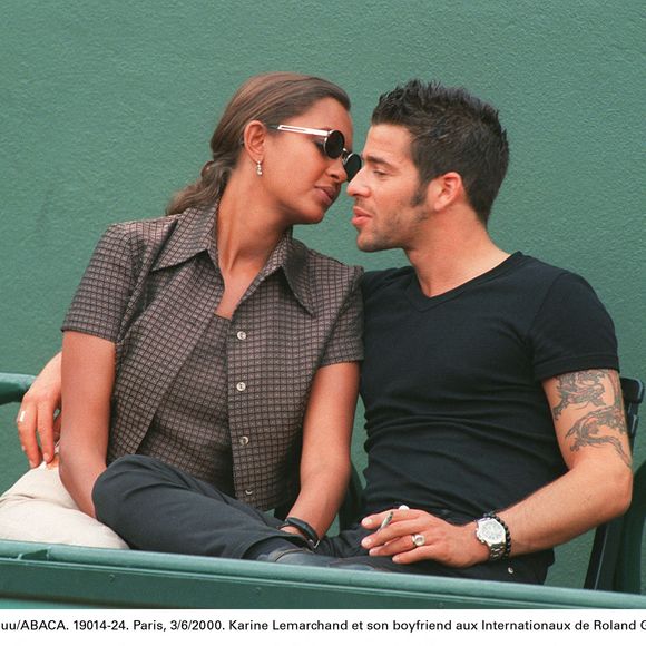 © Pierre Suu/ABACA. Paris, 3/6/2000. Karine Le Marchand et son boyfriend aux Internationaux de Roland Garros.