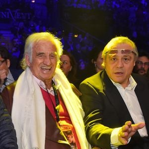 De gauche à droite, Charles Gérard, Jean Paul Belmondo et Louis Acariès lors du gala de boxe organisé par Univent Production au Palais des Sports de Marseille le 24 mars 2018. © Bruno Bebert/Bestimage