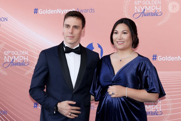 Louis Ducruet et sa femme Marie (enceinte) - La famille princière au photocall et cérémonie de clôture de la 63ème édition du Festival de Télévision de Monte-Carlo (63rd Golden Nymph) au Grimaldi Forum à Monaco le 18 juin 2024. © Claudia Albuquerque / Bestimage 