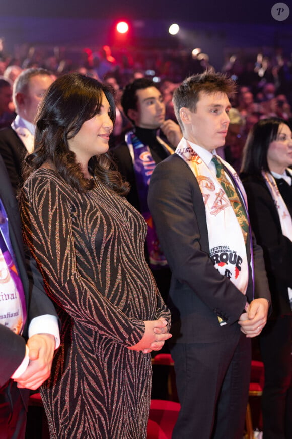 Louis Ducruet et sa femme Marie (enceinte) - Remise des prix lors du 4ème jour du 45ème Festival International du Cirque de Monte Carlo sous le chapiteau Fontvieille à Monaco le 24 janvier 2023. © Olivier Huitel/Pool/Bestimage 