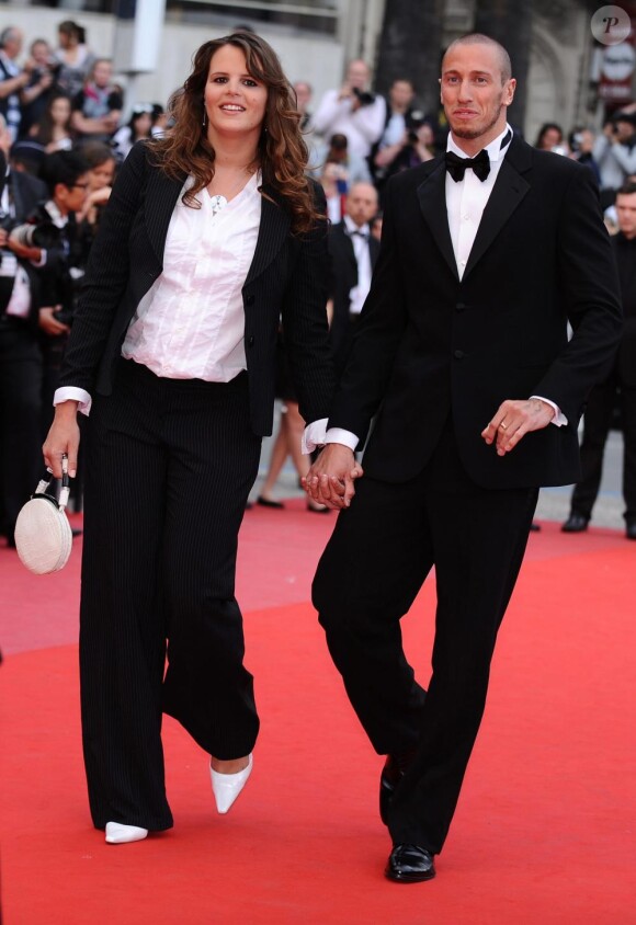 Laure Manaudou et Frédérick Bousquet à Cannes lors de la montée des marches du film La Princesse de Montpensier. Le 16 mai 2010.