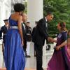 Michelle et Barack Obama reçoivent le président mexicain Felipe Calderon et son épouse à la Maison Blanche, le 19/05/2010.