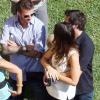 Kate Beckinsale et son compagnon Len Wiseman discutent avec David Beckham à l'anniversaire de Kingston Rossdale, le fils de Gwen Stefani qui fête ses 4 ans ! Le 30 mai à Los Angeles