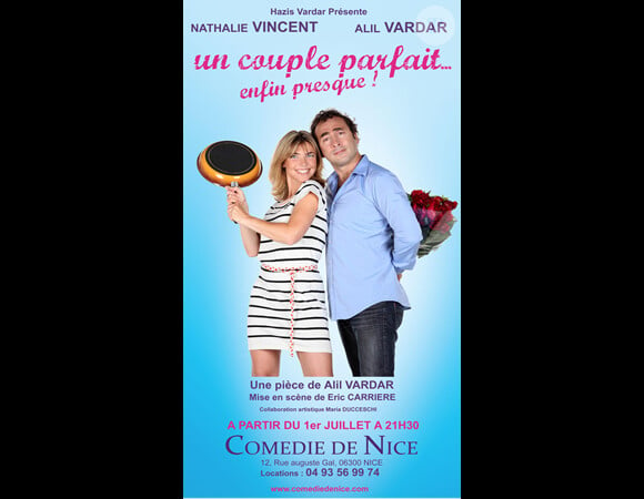 Nathalie Vincent et Alil Vardar sur scène, à Nice, dans Un couple parfait... enfin presque !