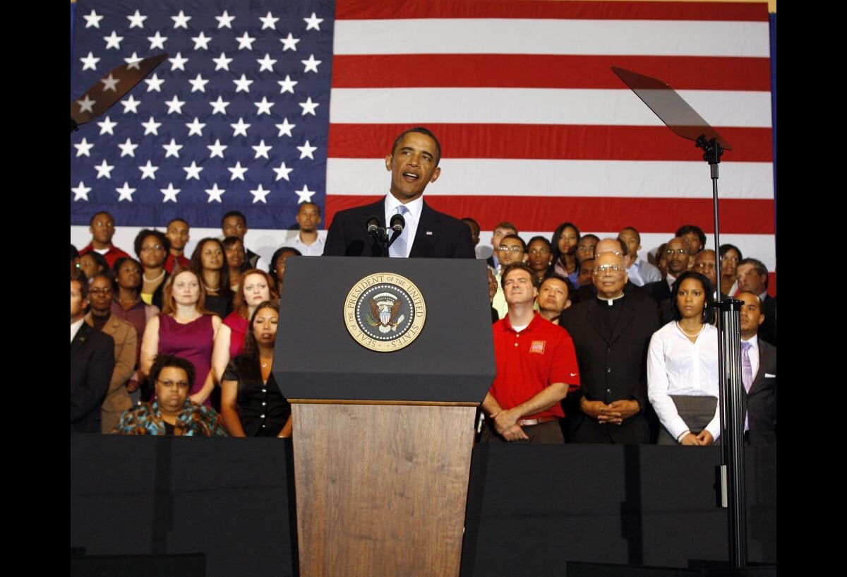 Photo : Barack Obama en plein discours à la Nouvelle-Orléans - Ode ...