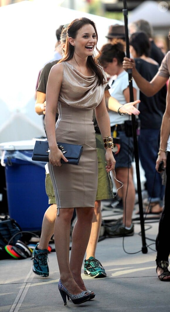 Leighton Meester sur le tournage de Gossip Girl à New york, le 31 août 2010
