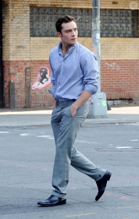 Ed Westwick quittant le tournage de Gossip Girl à New york, le 31 août 2010