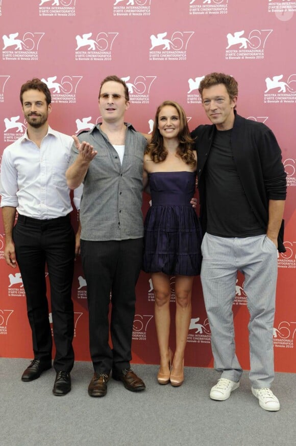 Benjamin Millepied, Darren Aronofsky, Natalie Portman et Vincent Cassel, à l'occasion du photocall de Black Swan, présenté en ouverture de la 67e Mostra de Venise, le 1er septembre 2010.