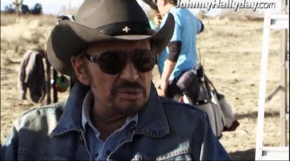 Johnny sur le tournage de la pub Optic 2000 dans le désert de Mojave