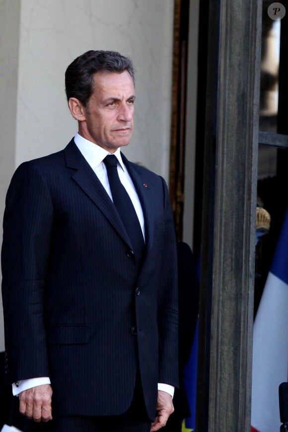 Nicolas Sarkozy a réçu des professionnels du cinéma afin de discuter de la hausse de la TVA sur la télévision payante, à l'Elysée, le 6 septembre 2010.