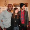 Jimmy Jean-Louis, Patti Smith et Charlie Winston à la conférence de presse de Peace One Day, à l'hôtel Bristol à Paris