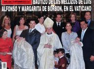 Louis de Bourbon et Maria Margarita, très fiers pour le baptême de leurs jumeaux de 3 mois !