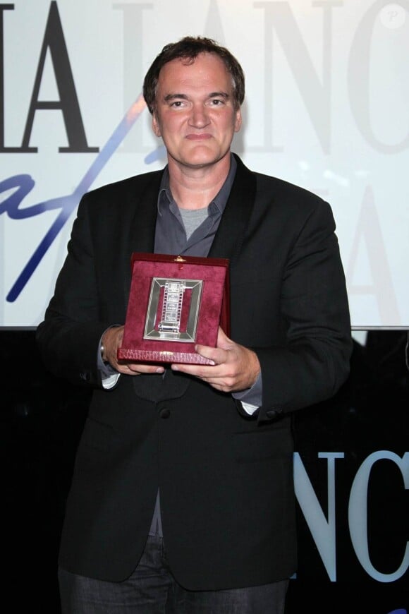 Quentin Tarantino récompensé du Nastro d'Argento, lors de la 67e Mostra de Venise, le 9 septembre 2010.