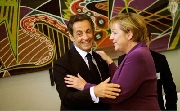 Nicolas Sarkozy et Angela Merkel lors d'une rencontre privée au quartier général de l'ONU à New York avec la chancelière allemande le 20 septembre 2010
