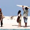 Johnny Depp et Penélope Cruz, enceinte, sur le tournage de Pirates des Caraïbes 4, à Hawaï. Septembre 2010