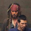 Johnny Depp sur le tournage de Pirates des Caraïbes 4, à Londres. 27 septembre 2010