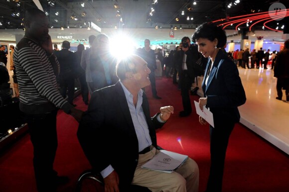 Rachida Dati à l'occasion de l'inauguration du Mondial de l'Automobile 2010, à Paris, le 30 septembre 2010.