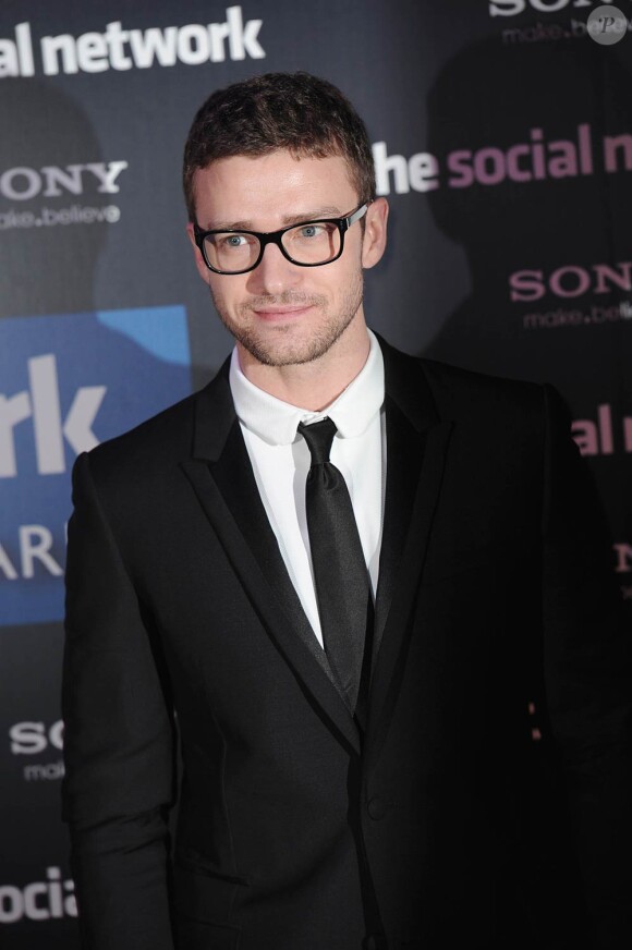 Justin Timberlake, à l'occasion de l'avant-première de The Social Network, qui s'est tenue au Gaumont Marignan, à Paris, le 3 octobre 2010.