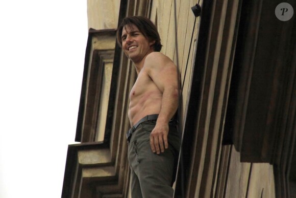Tom Cruise sur le tournage de Mission Impossible 4, à Prague, le 7 octobre 2010.