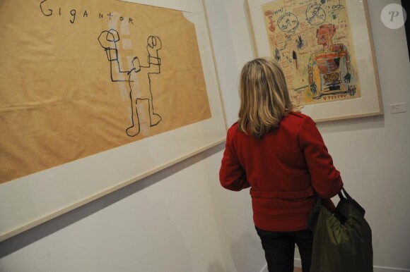 Vernissage de la première exposition des dessins de Jean-Michel Basquiat, pour la réouverture du Royal Monceau, à Paris, le 21 octobre 2010