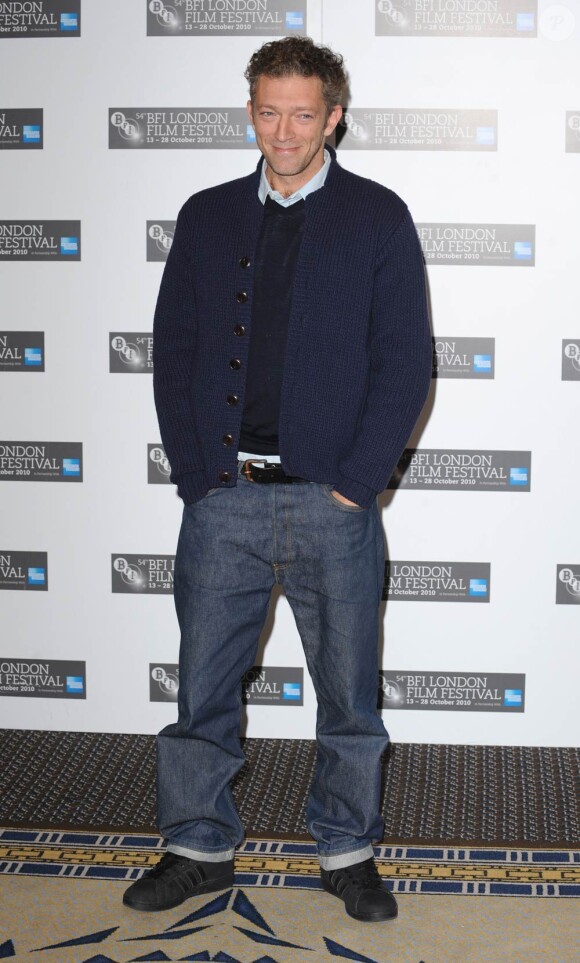 Vincent Cassel, à l'occasion de la présentation de Black Swan, dans le cadre du London Film Festival, au Berkeley Hotel, à Londres, le 22 octobre 2010.