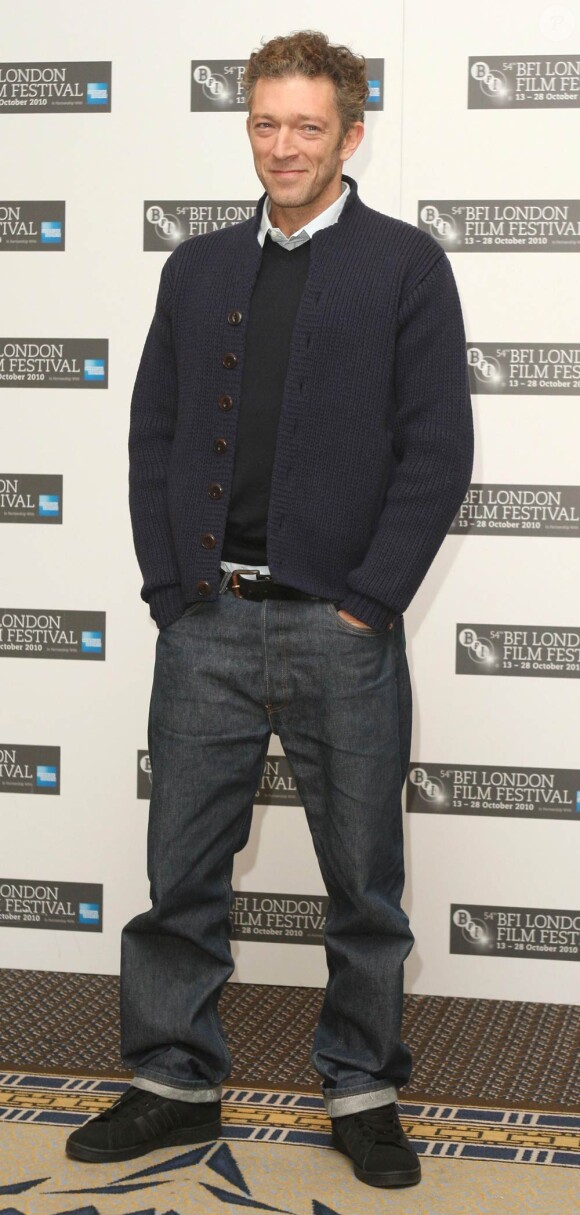 Vincent Cassel, à l'occasion de la présentation de Black Swan, dans le cadre du London Film Festival, au Berkeley Hotel, à Londres, le 22 octobre 2010.