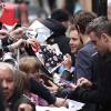 Robbie Williams et Take That quittent les studios de Radio 1 à Londres, le 27 octobre 2010